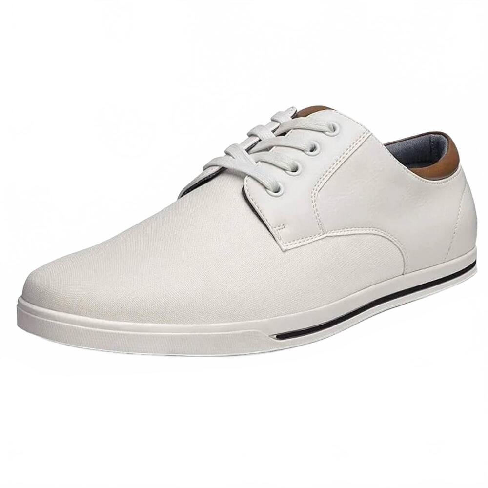 NEW BRUNO MARC men's canvas lace up rivera oxfords shoes sneakers in white